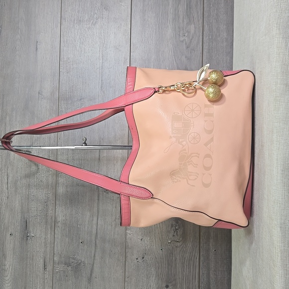 Coach Pink and Cream Women's Tote Bag C5676 - Picture 1 of 16